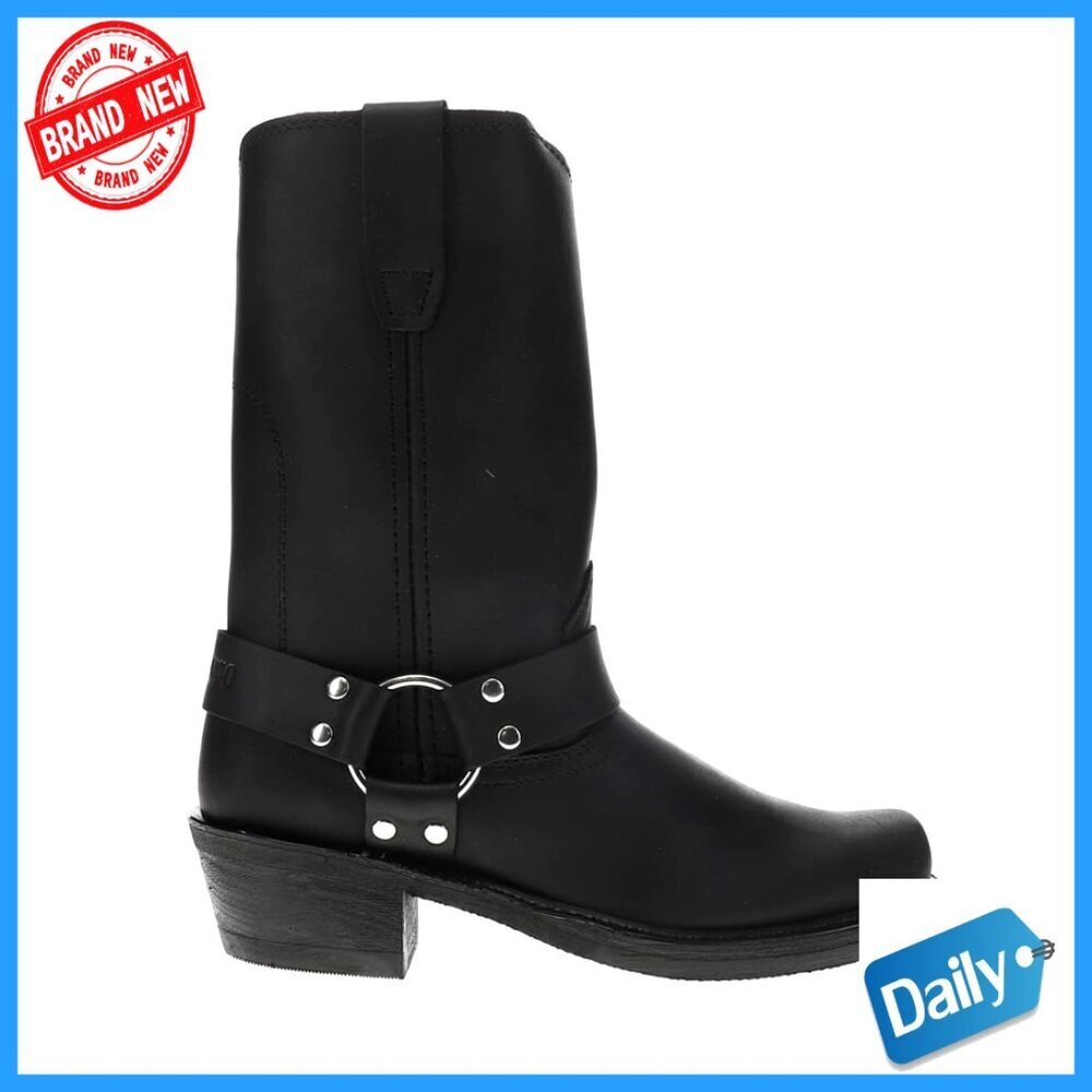 Women's Leather Harness Boots, Slip-Resistant Sole, Mid-Calf Height